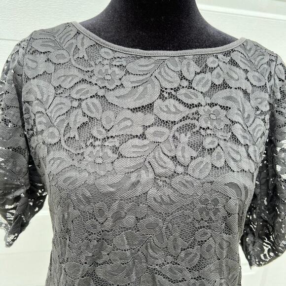 AMERICAN EAGLE women’s size M, black lace short sleeve top - Picture 1 of 9